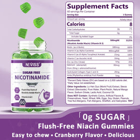 Vue arrière de la bouteille de gélules de Nicotinamide 500mg