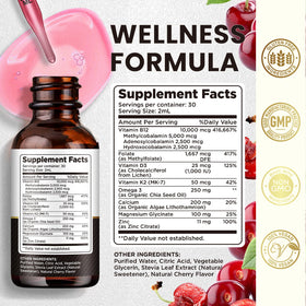 Vue arrière de la bouteille de vitamine B12 dilib, informations nutritionnelles