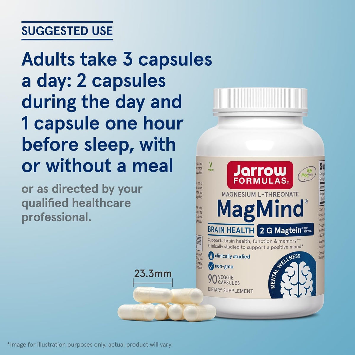 Vue arrière de la bouteille Jarrow Formulas MagMind