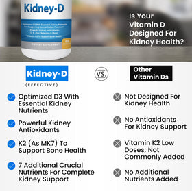 Vue arrière de la bouteille Kidney-D avec informations nutritionnelles