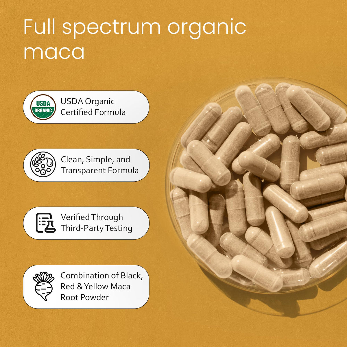 Vue arrière de la bouteille NaturaLife Labs Maca bio