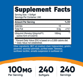 Vue arrière de la bouteille Nutricost Ubiquinol 100mg