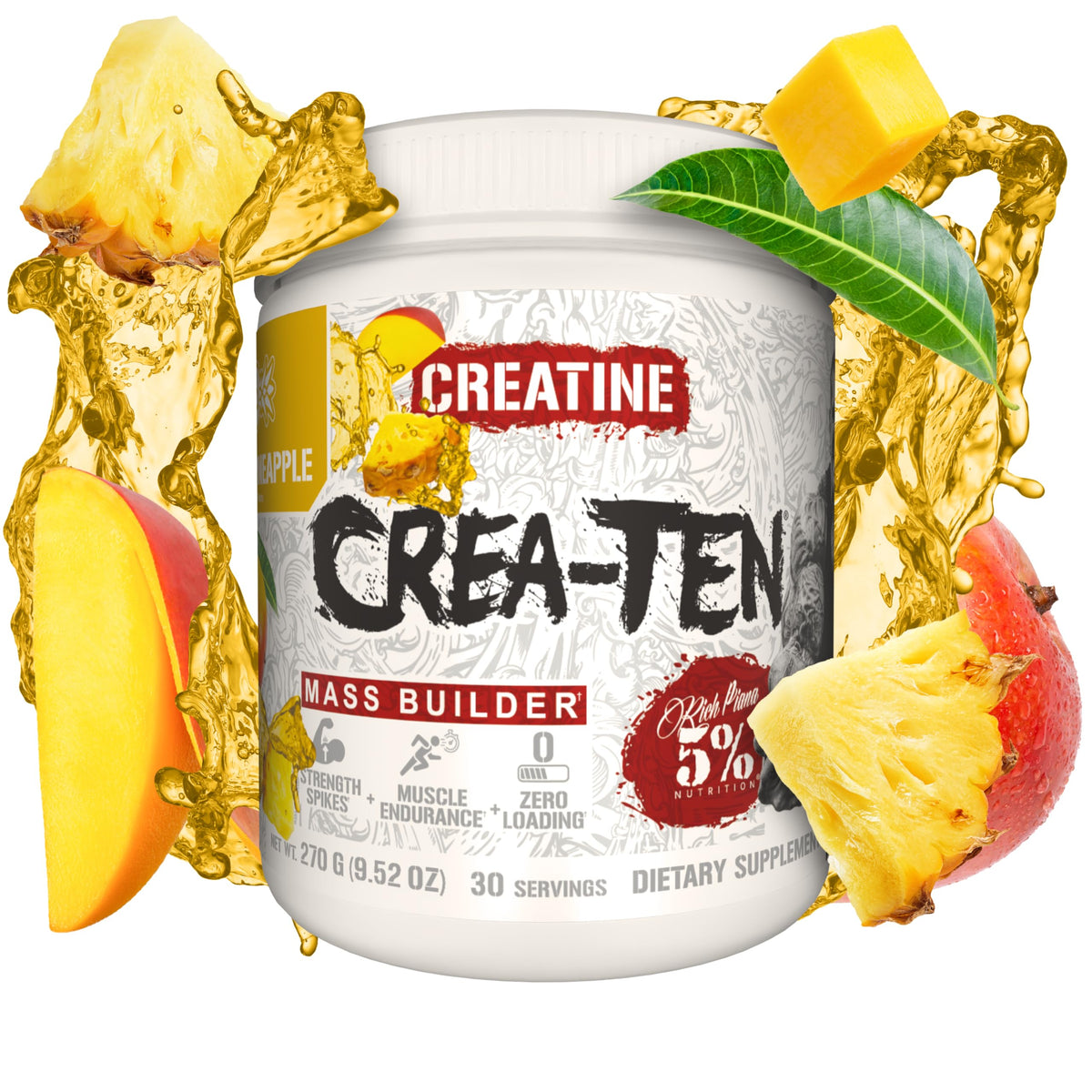 Vue arrière de la poudre de créatine CreaTEN 5% Nutrition