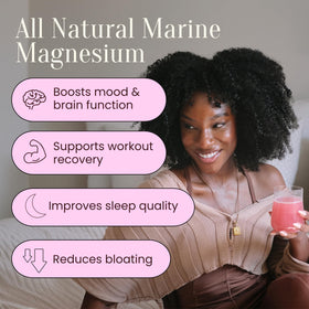 Vue arrière de la poudre de magnésium HUA Wellness 290g montrant les ingrédients