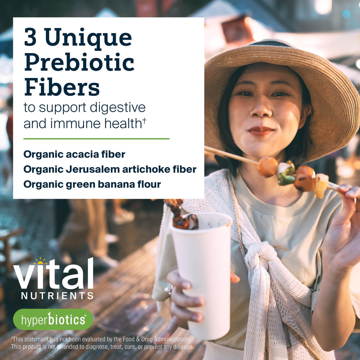 Vue arrière de la poudre prébiotique Hyperbiotics