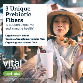 Vue arrière de la poudre prébiotique Hyperbiotics