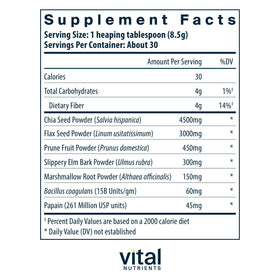 Vue arrière de la poudre Whole Fiber Fusion de Vital Nutrients
