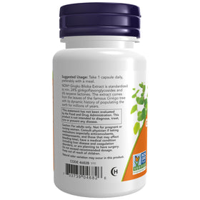 Vue arrière de NOW Foods Ginkgo Biloba 120 mg Double Force