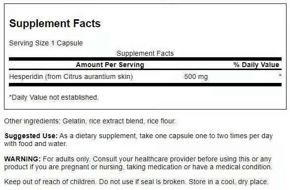 Vue arrière de Swanson Hesperidine 60 capsules
