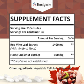 Vue arrière des capsules Basigano, ingrédients listés