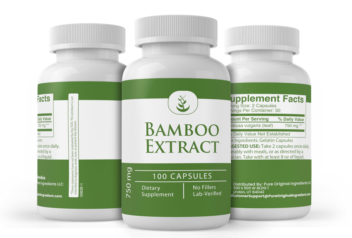 Vue arrière des capsules d'extrait de bambou PURE