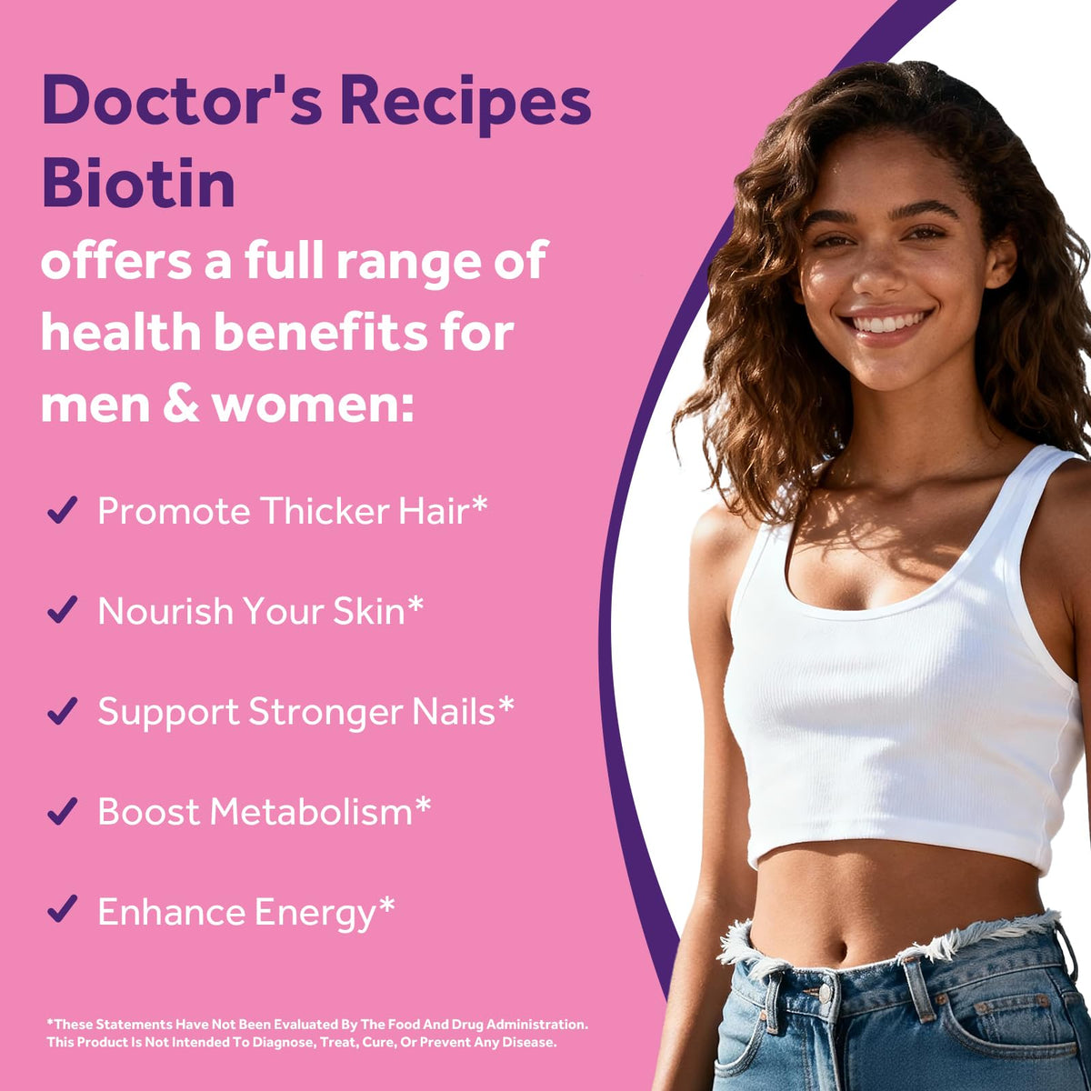 Vue arrière des gélules douces de Doctor's Recipes Biotine
