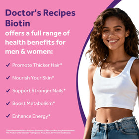 Vue arrière des gélules douces de Doctor's Recipes Biotine