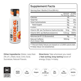 Vue arrière des shots Ketone-IQ Caffeine