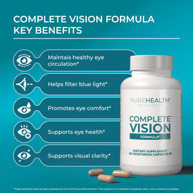 Vue arrière du complément alimentaire Vision PUREHEALTH RESEARCH
