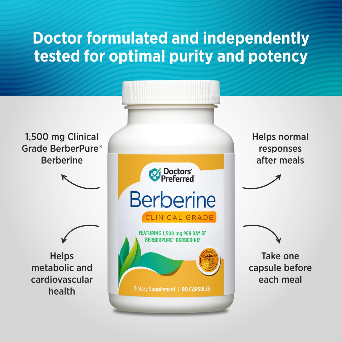 Vue arrière du complément DOCTORS' PREFERRED Berbérine HCl