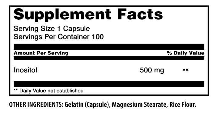 Vue arrière du flacon Amazing Nutrition Inositol 500 mg