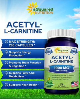 Vue arrière du flacon d'Acétyl L-Carnitine 1000mg