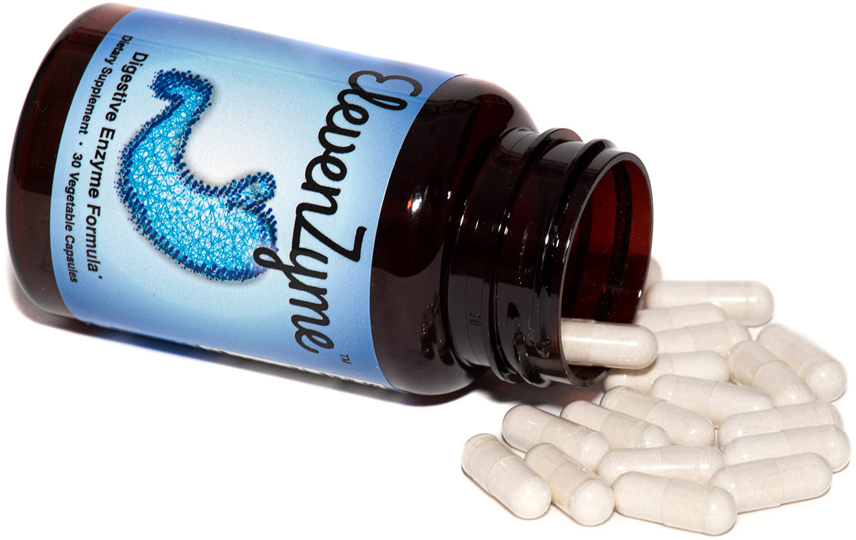 Vue arrière du flacon d'ElevenZyme montrant les informations nutritionnelles