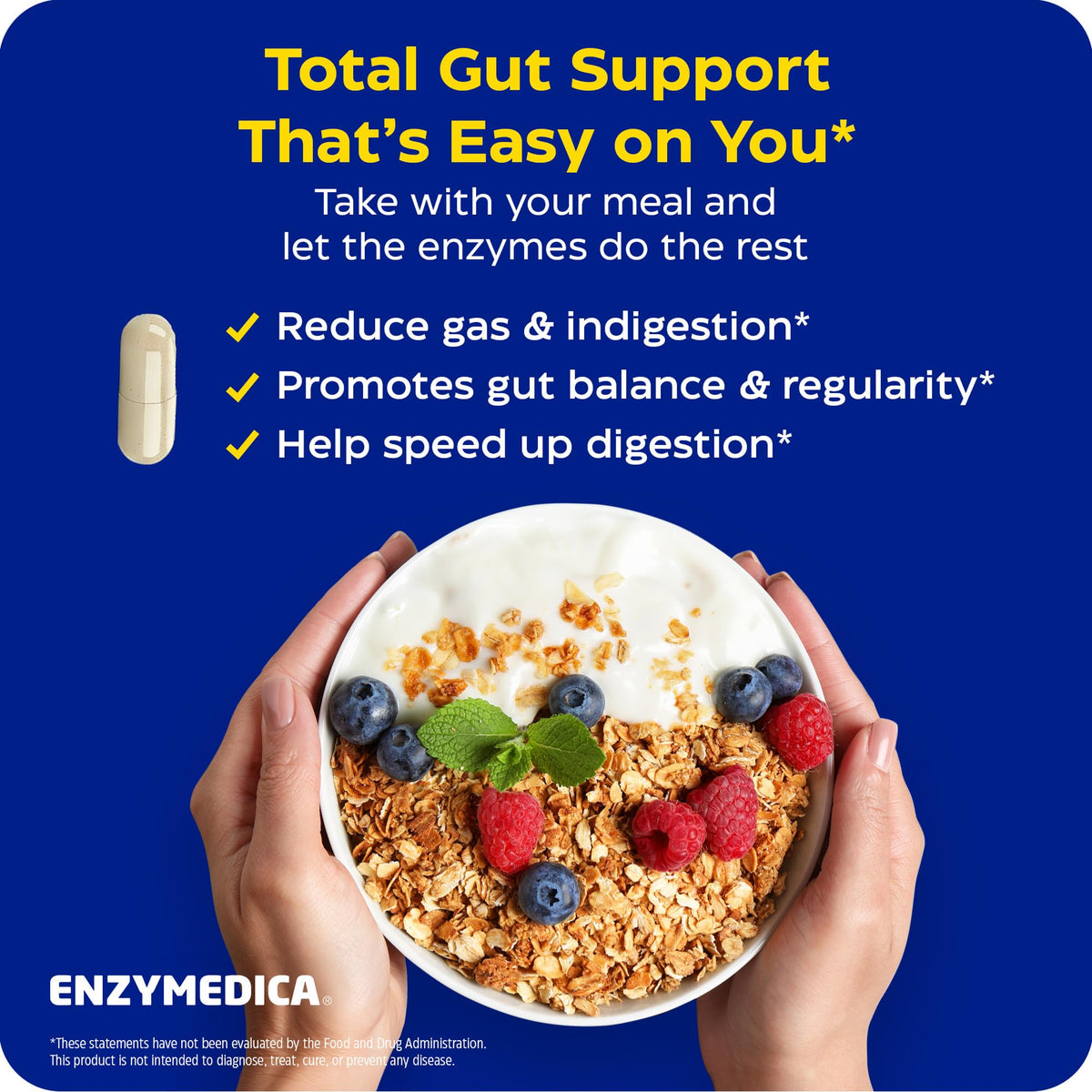 Vue arrière du flacon d'Enzymedica daily Basic + Probiotics