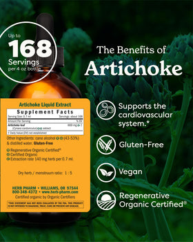 Vue arrière du flacon d'extrait d'artichaut Herb Pharm