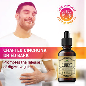 Vue arrière du flacon d'extrait liquide de quinine HERBALICIOUS