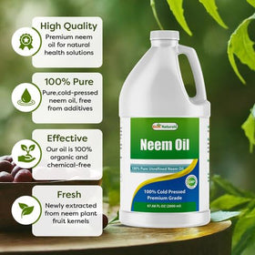 Vue arrière du flacon d'huile de neem Best Naturals