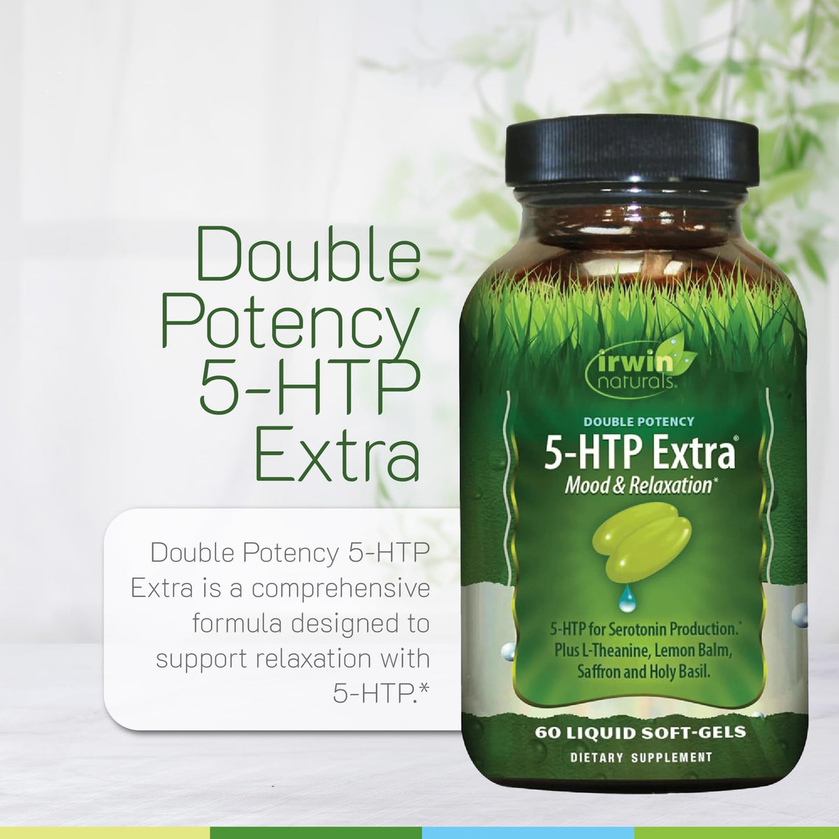 Vue arrière du flacon d'Irwin Naturals 5-HTP
