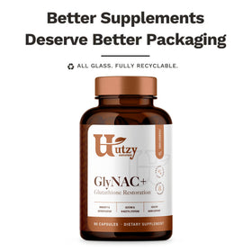 Vue arrière du flacon d'Utzy Naturals GlyNAC+