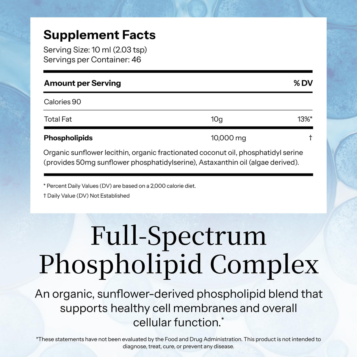 Vue arrière du flacon de 16 fl oz du Complexe de Phospholipides Essentiels Precision Nutrients
