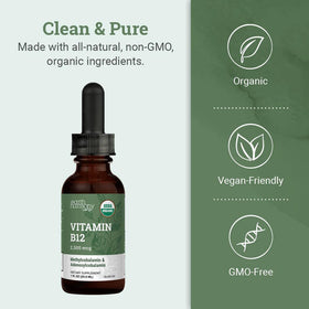 Vue arrière du flacon de B12 liquide Earth Harmony Naturals