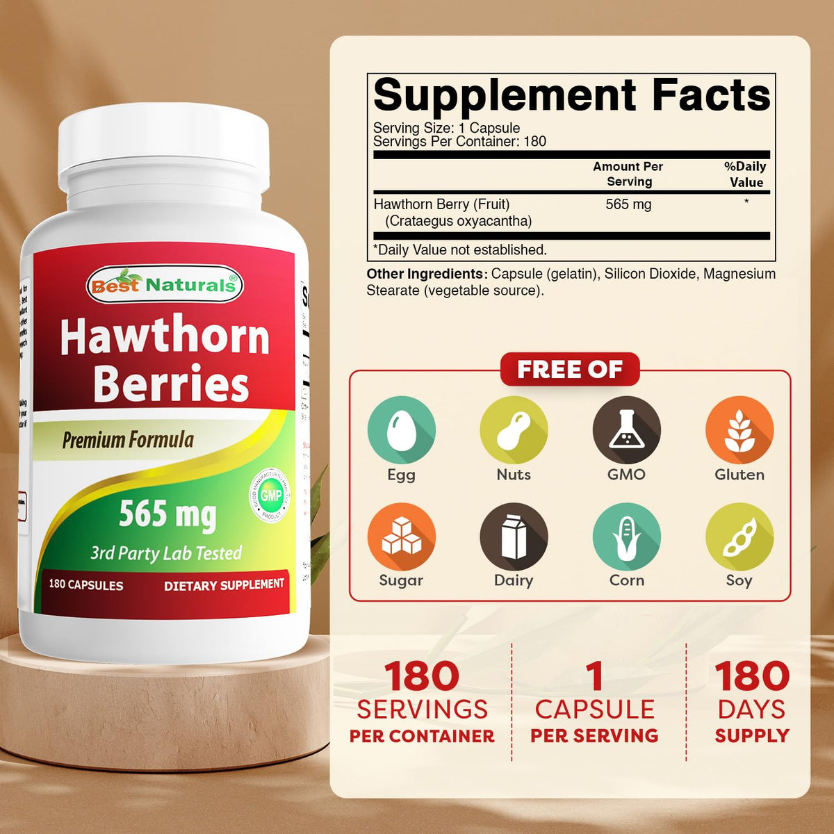 Vue arrière du flacon de Baies de Glantier Best Naturals