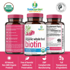Vue arrière du flacon de biotine LifeGarden Naturals