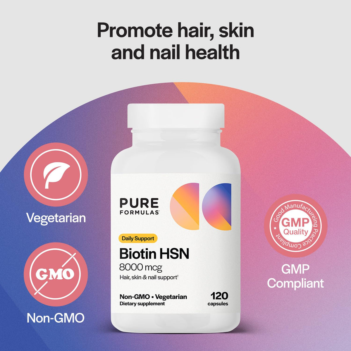 Vue arrière du flacon de biotine PureFormulas