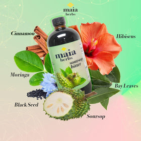 Vue arrière du flacon de Bitters de Graviola Maia Herbs