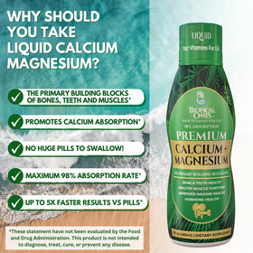 Vue arrière du flacon de Calcium Magnésium Liquide Tropical Oasis