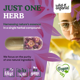 Vue arrière du flacon de capsules Caralluma Wild & Organic
