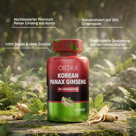 Vue arrière du flacon de capsules de ginseng ORZAX
