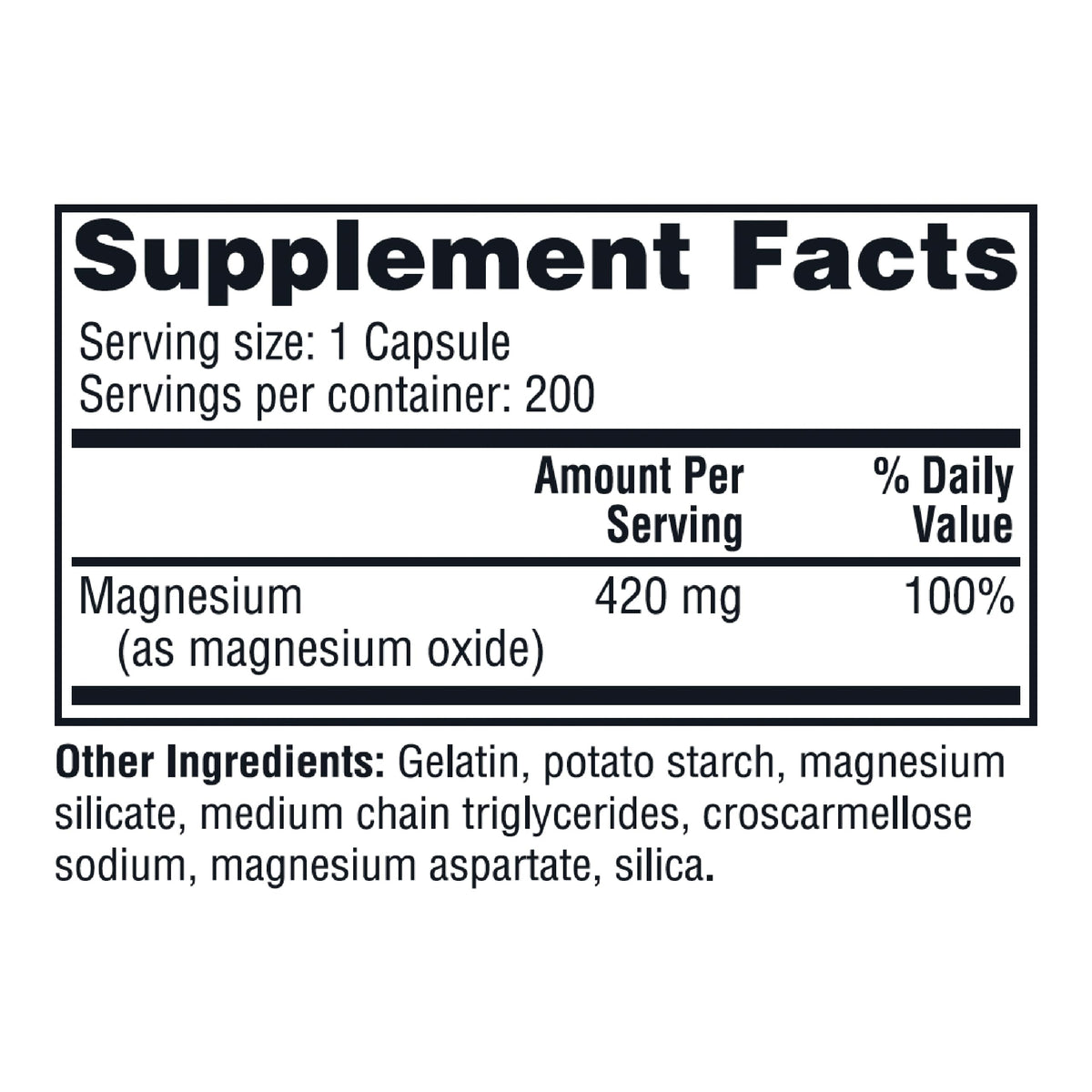 Vue arrière du flacon de Capsules de Magnésium Twinlab