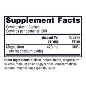 Vue arrière du flacon de Capsules de Magnésium Twinlab