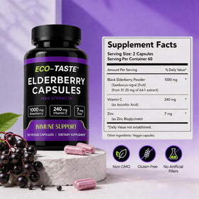 Vue arrière du flacon de capsules ECO-TASTE, étiquette visible
