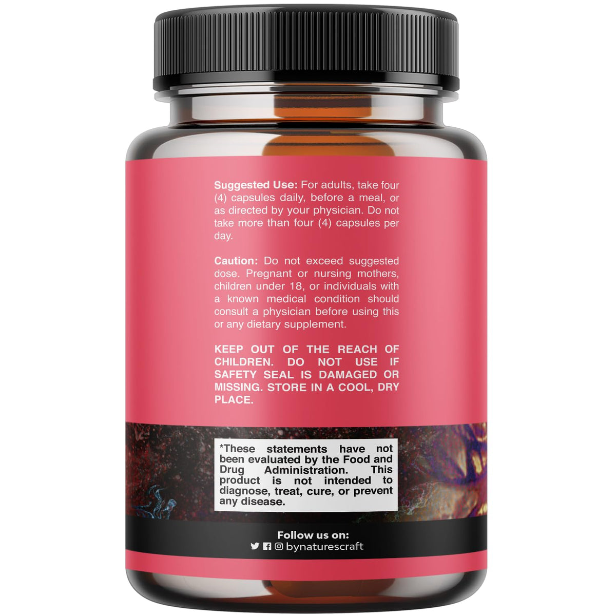 Vue arrière du flacon de capsules Natures Craft Myo-Inositol et D-Chiro Inositol