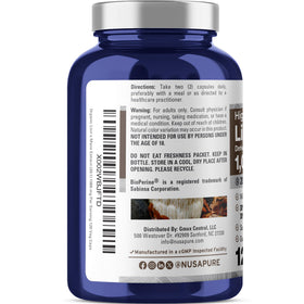 Vue arrière du flacon de capsules NusaPure Lion's Mane