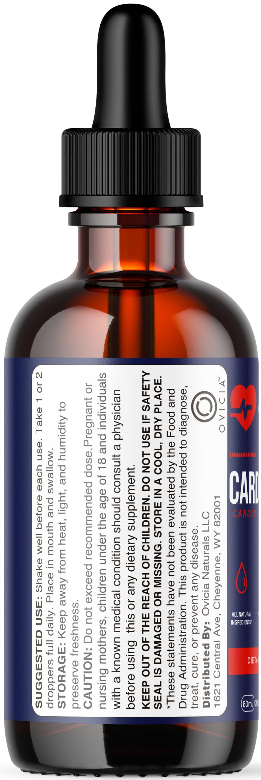 Vue arrière du flacon de Cardioflush Drops OVICIA