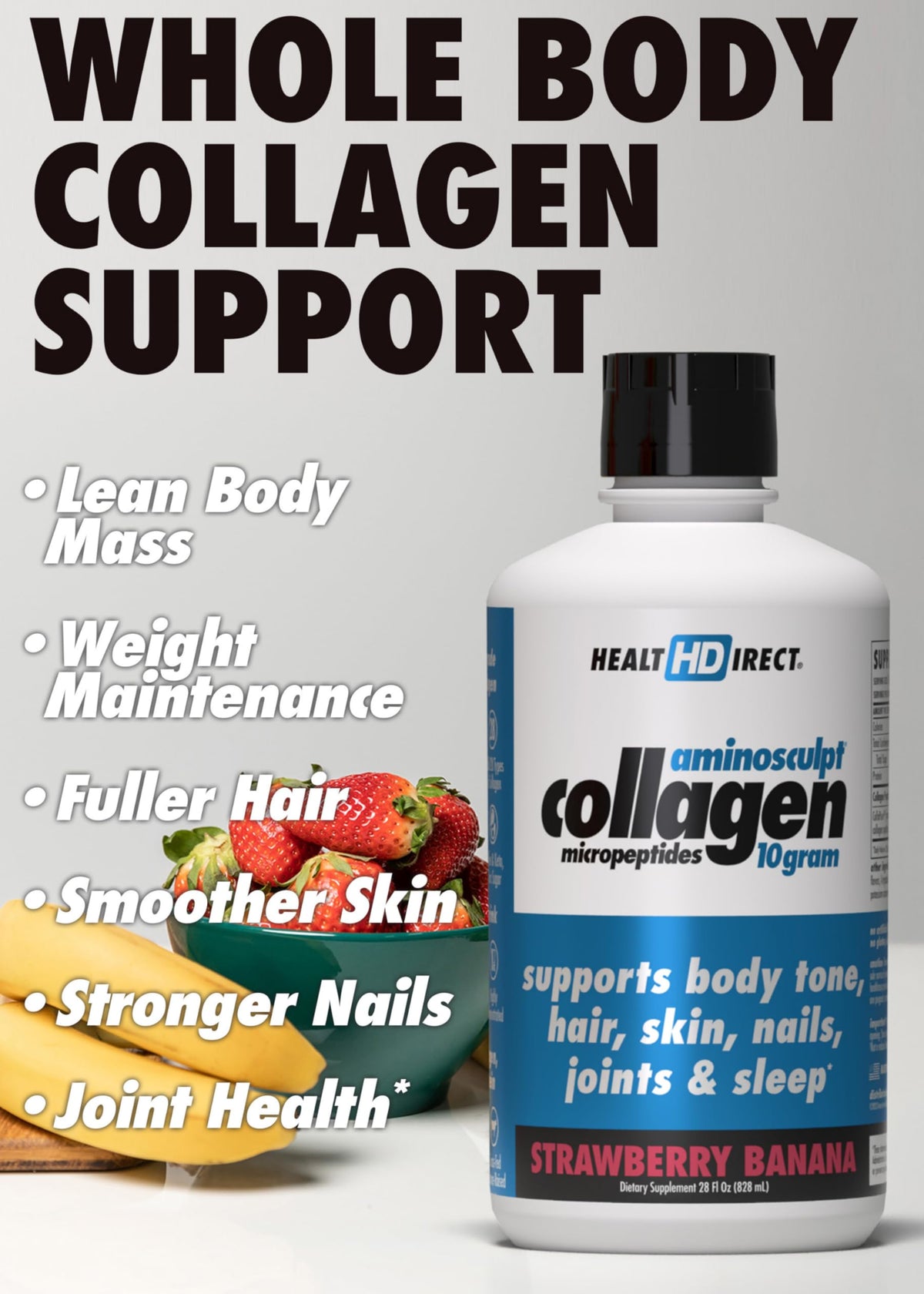 Vue arrière du flacon de collagène liquide AminoSculpt