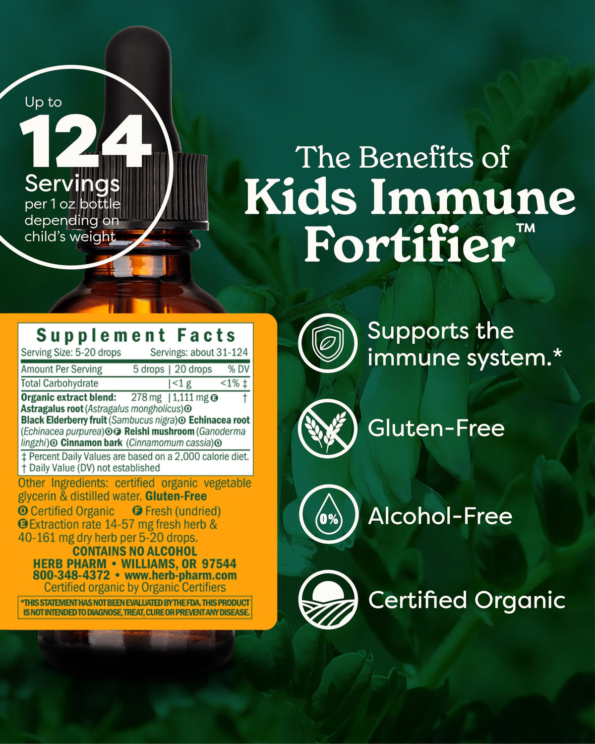 Vue arrière du flacon de Complément Alimentaire Liquide Herb Pharm
