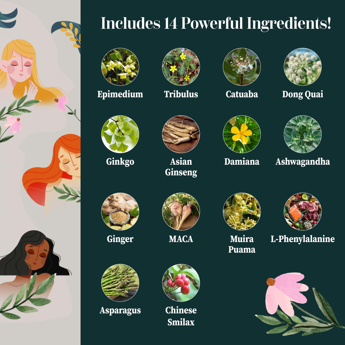 Vue arrière du flacon de complément alimentaire pour femmes