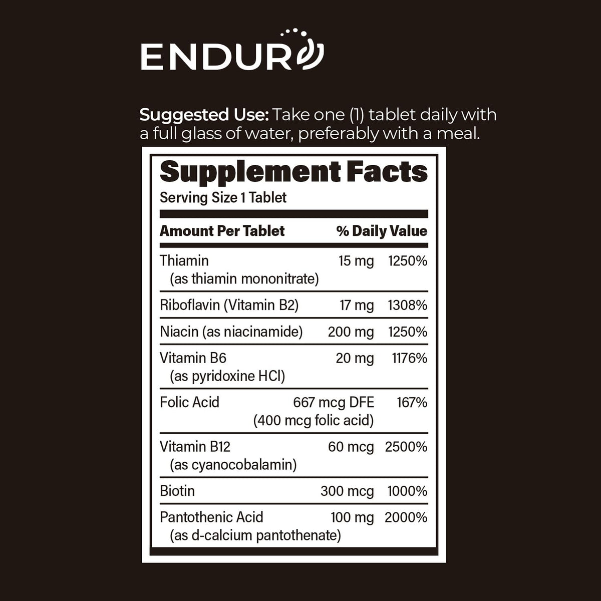 Vue arrière du flacon de complexe B Vitamines use Products