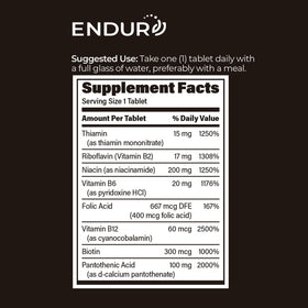 Vue arrière du flacon de complexe B Vitamines use Products