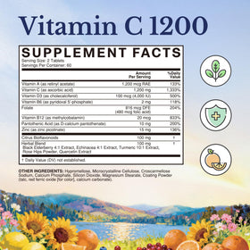 Vue arrière du flacon de Complexe de Vitamine C Vitalitown